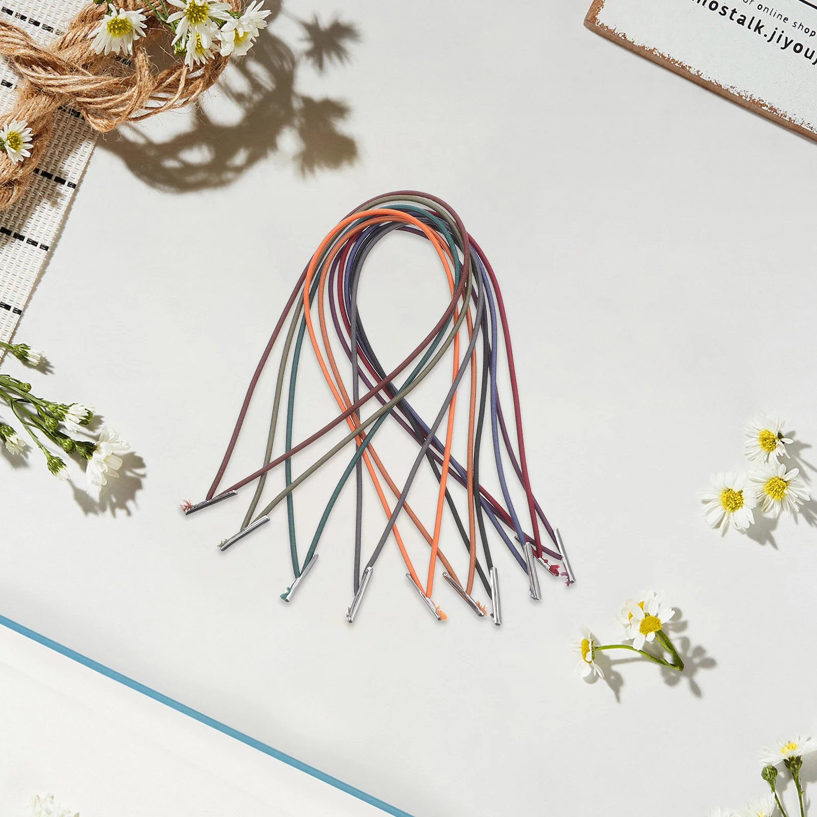 

10pcs Notebook Accessories 12Cm Elastic Cord With Metal Fasteners Round Stretch Band For Books Hats Badges Diy Crafts Journal