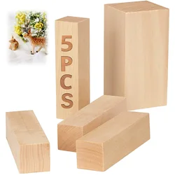 Kit di blocchi per intaglio del legno di tiglio Premium da 5 pezzi-Set di blocchi per intaglio del legno morbido per principianti, Kit per Hobby per bambini adulti