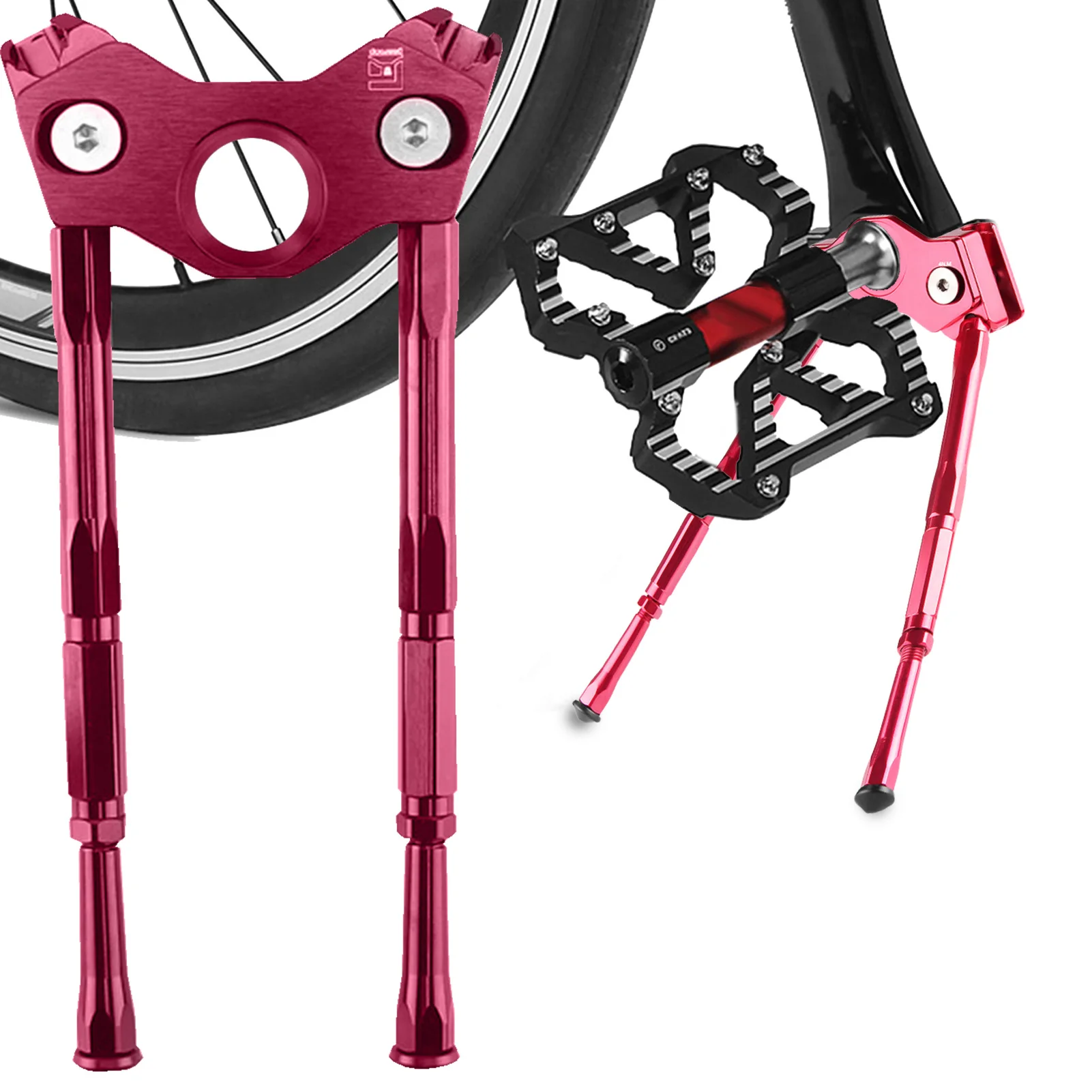 1pcs Adjustable Bicycle Crank Kickstand Road Mountain Bike Parking Rack Pedal Support Mini Stand Foot Brace Cycling Parts