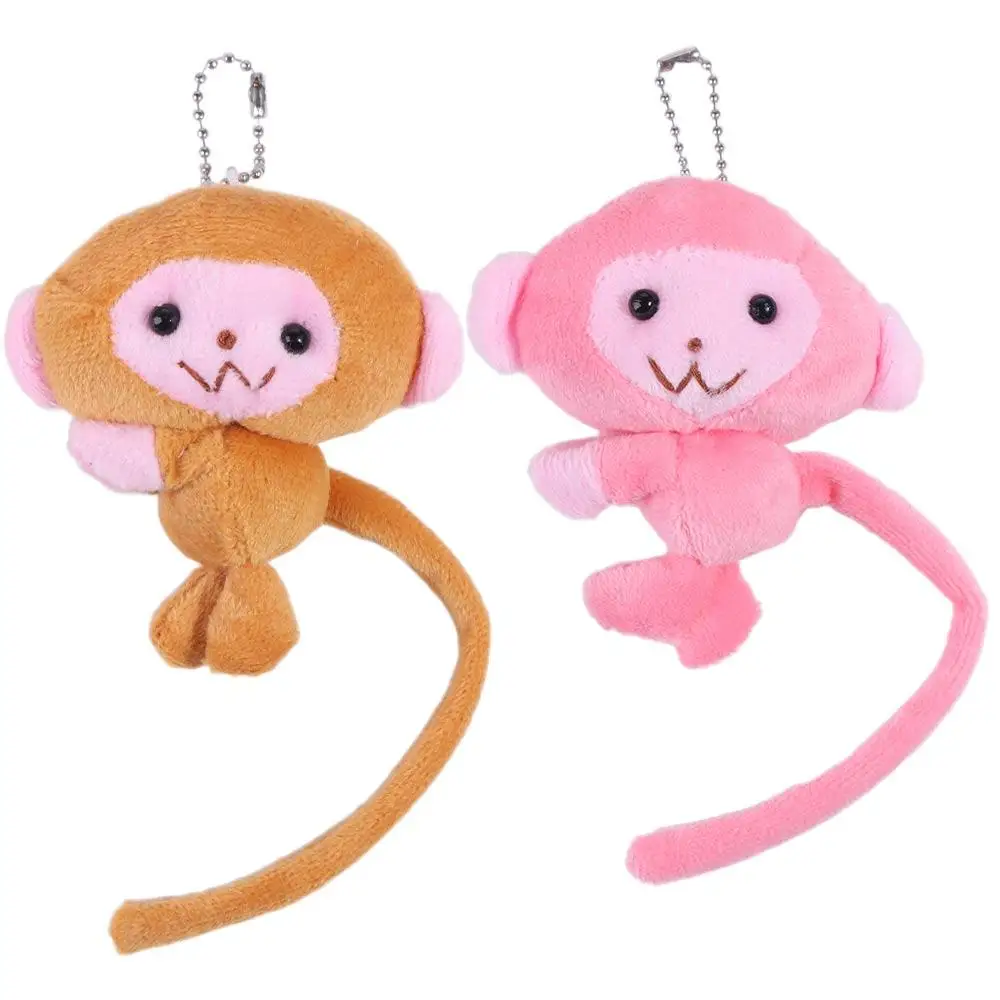 School Bags Long Tailed Monkey Key Chain Stuffed Animal PP Cotton Monkey Pendant Bag Charm Cartoon Monkey For Children