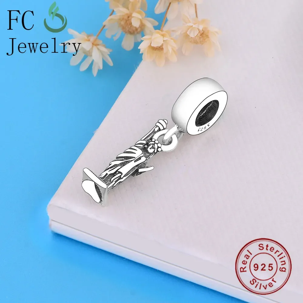 FC Jewelry Fit Original Brand Charms Bracelets 925 Sterling Silver Statue of Liberty Cross In Hand Beads Pendant Women Berloque