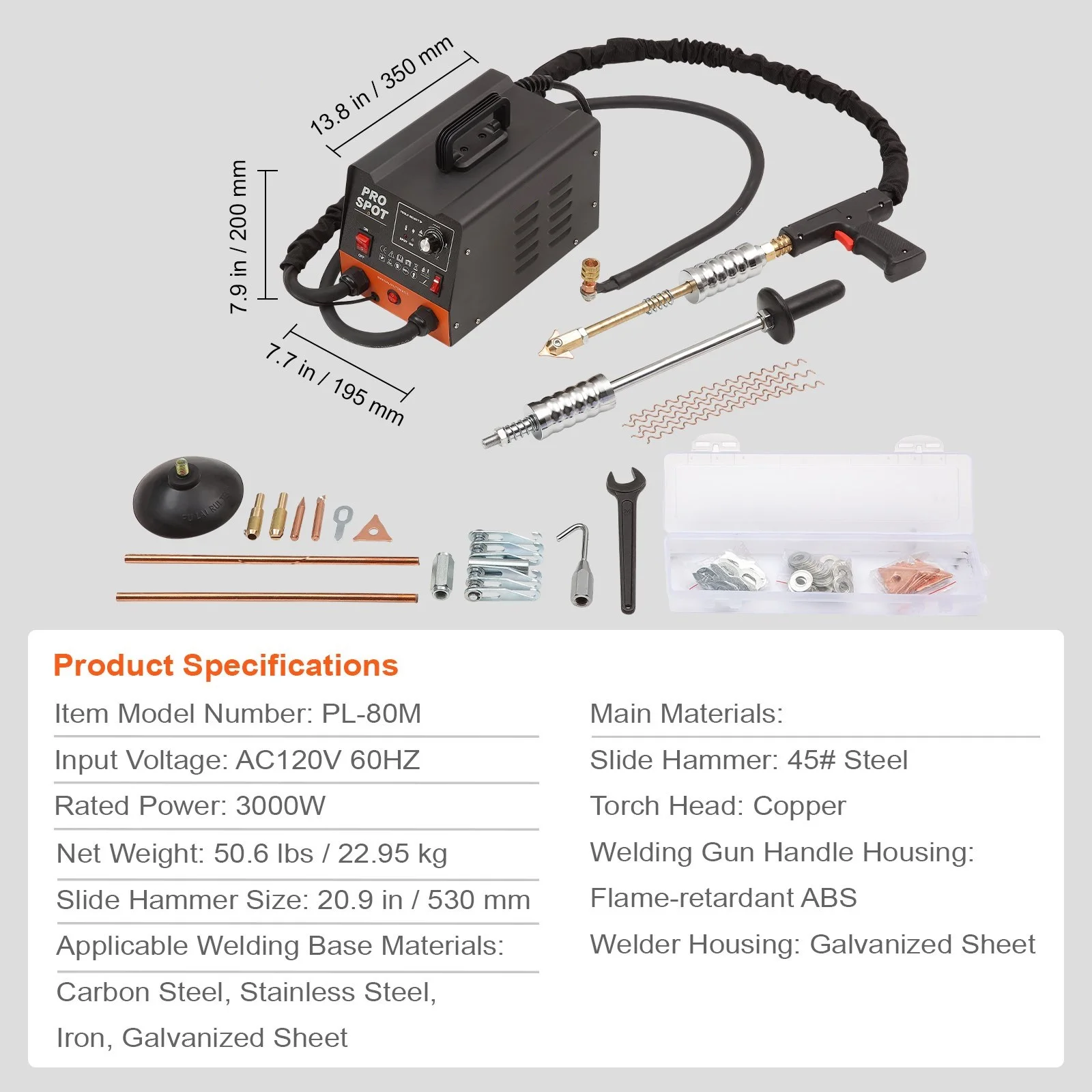 3KW Stud Spot Welder Stud Welder Dent Repair Kit Dent Puller with 6 Welding Modes Auto Body Spot Welding Machine For Car Repair