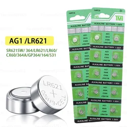 10-100PCS AG1 Battery LR621 1.55V Alkaline Button Cell Batteries SR621SW 364 364A 164 for Watch LED Light Toys Remote Control