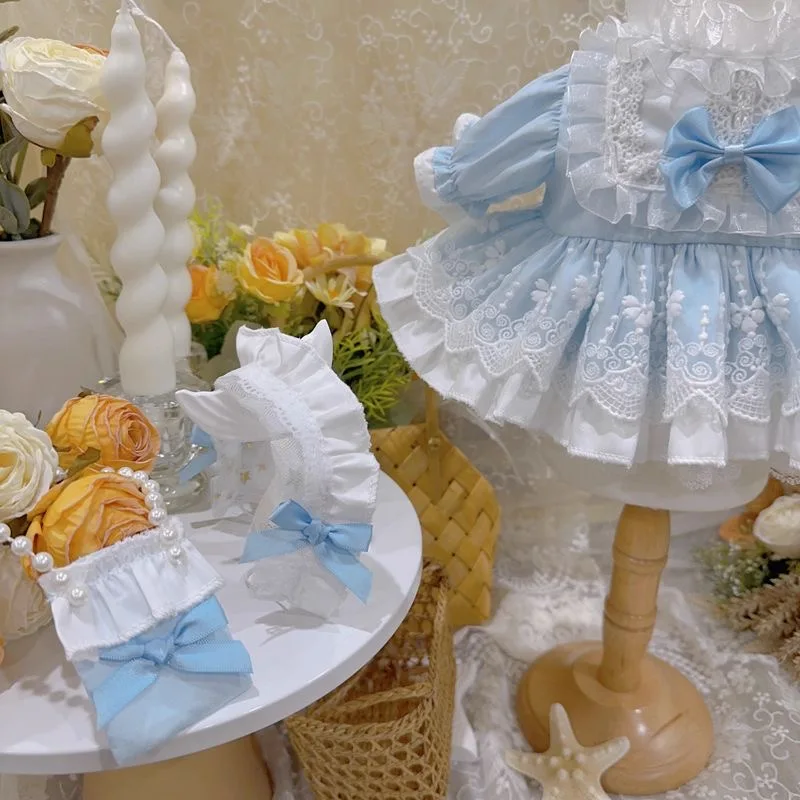 Robe ciel bleu, vêtements de poupée en coton de 20cm, robe de poupée de 10mm, jupe de poupée reborn de 50cm