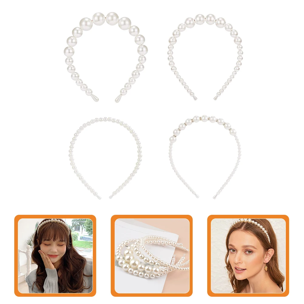

4pcs Pearl Headb Imitation Pearls Hair Accessories Women Bridal Headpieces Wedding Party Toddler Elegant Comfortable
