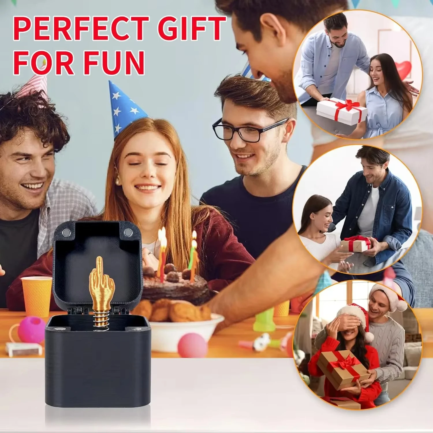الإصبع الأوسط في صندوق، هدايا الكمامة عيد الميلاد، هدايا مضحكة، هدايا بيضاء للبالغين، هدايا ملتعبة للرجال