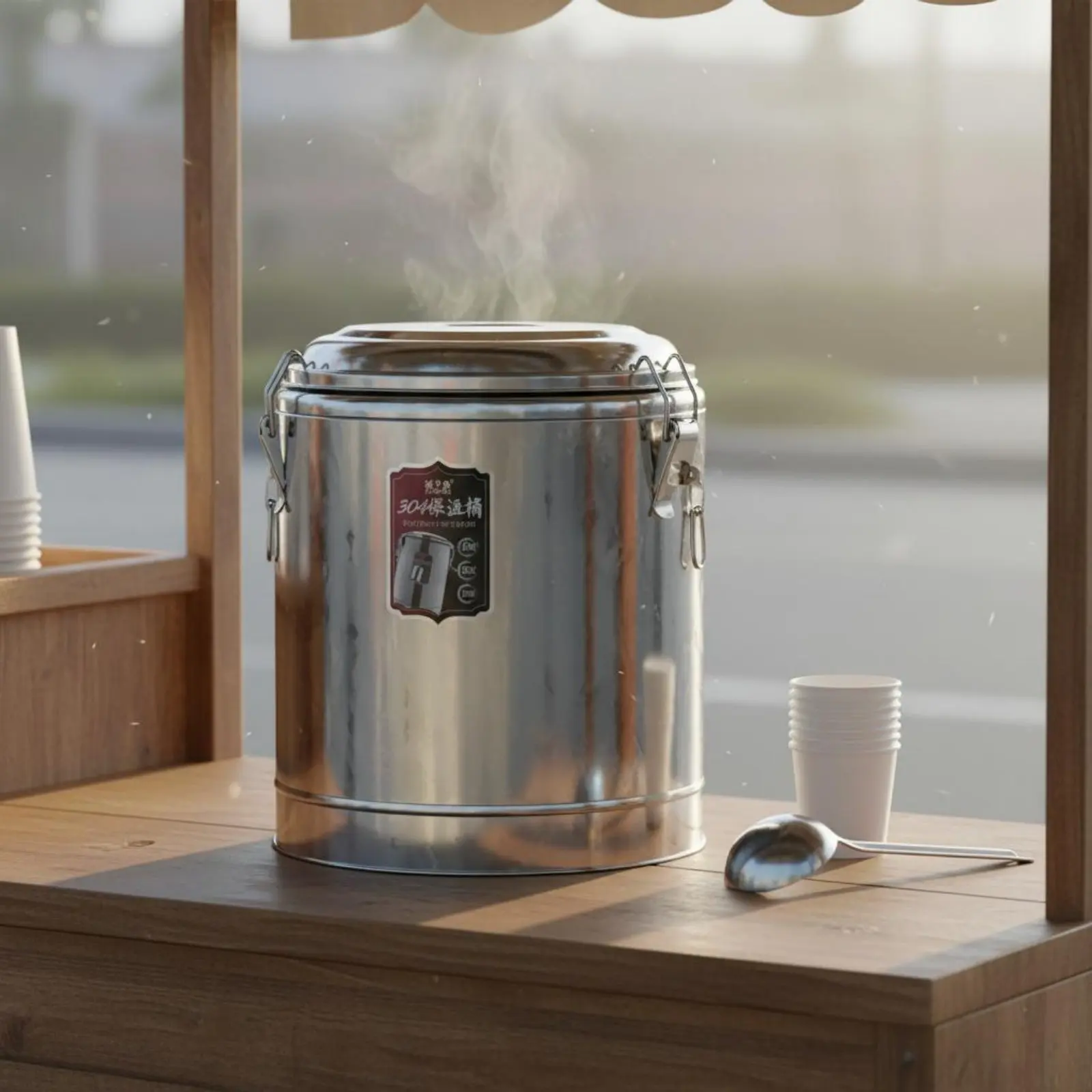 

Large Capacity Thermal Food Container Long-Lasting Insulation Stainless Steel Thermal Barrel Insulated Food Container Easy To