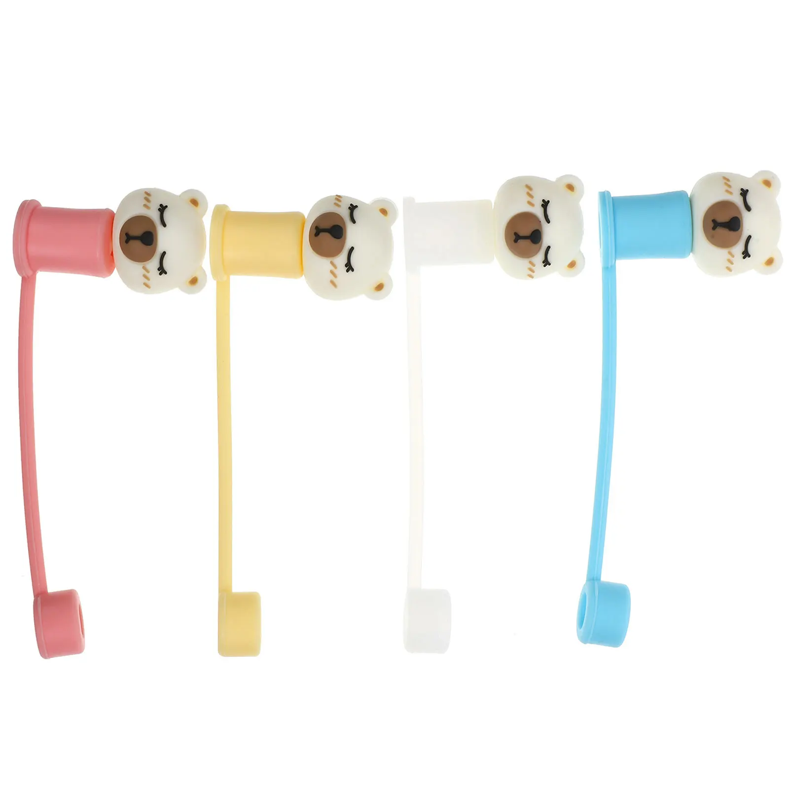 

4 Pcs Straws Cute Topper Protector Cover Covers Decorations Caps for Silicone Tips