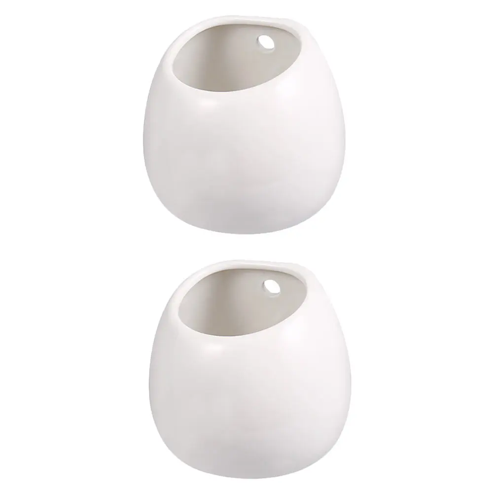 

2 Pcs Wall Mounted Ceramic Plant Pot Flower Hanging Planter Succulent Container Artificial Flowerpot Ornament