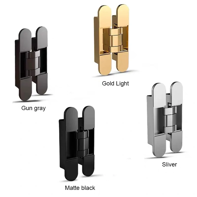 China Cross Gate Chrome 180 Degree Zinc Alloy Small Metal Black Adjustment Concealed 3D Hidden Invisible Wooden Door Hinges