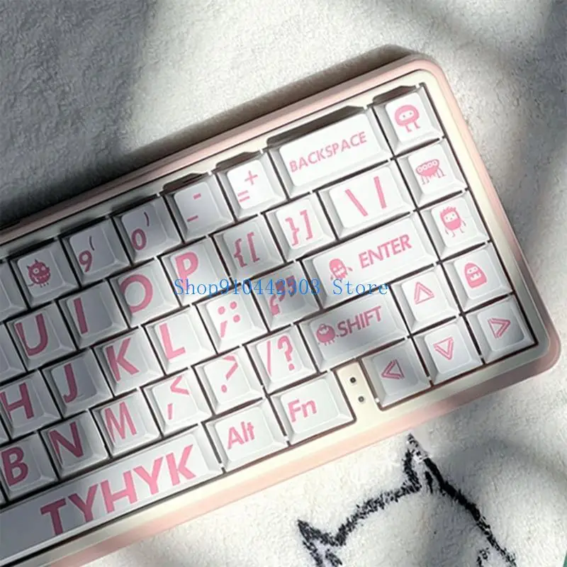 652F 132Keys Big Letter Keycap For Mx Switch Mechanical Keyboard Vibrant Pink Color