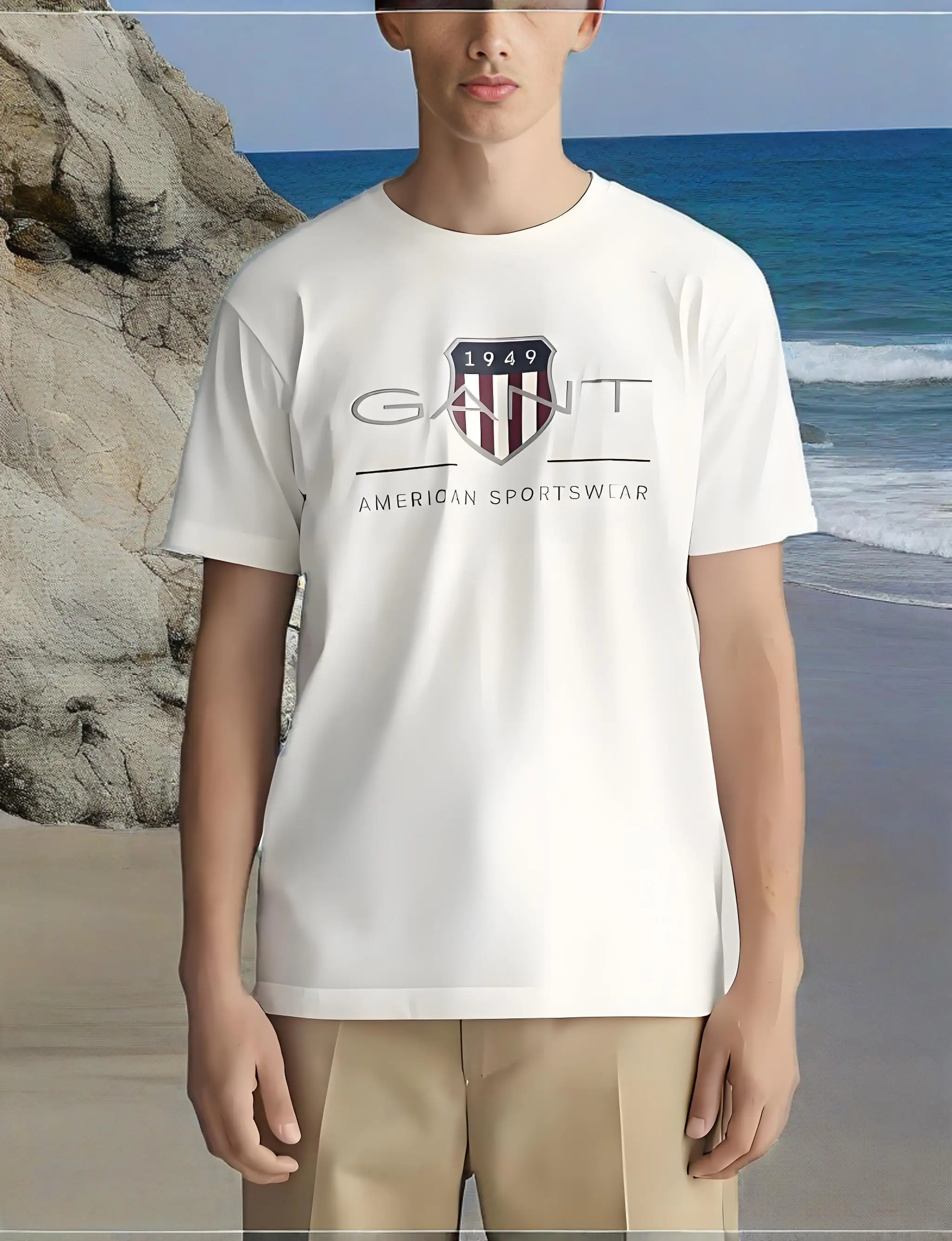

Simple and fresh Shaman 1949 printed summer short-sleeved T-shirt outdoor sportswear, standard size, machine washable