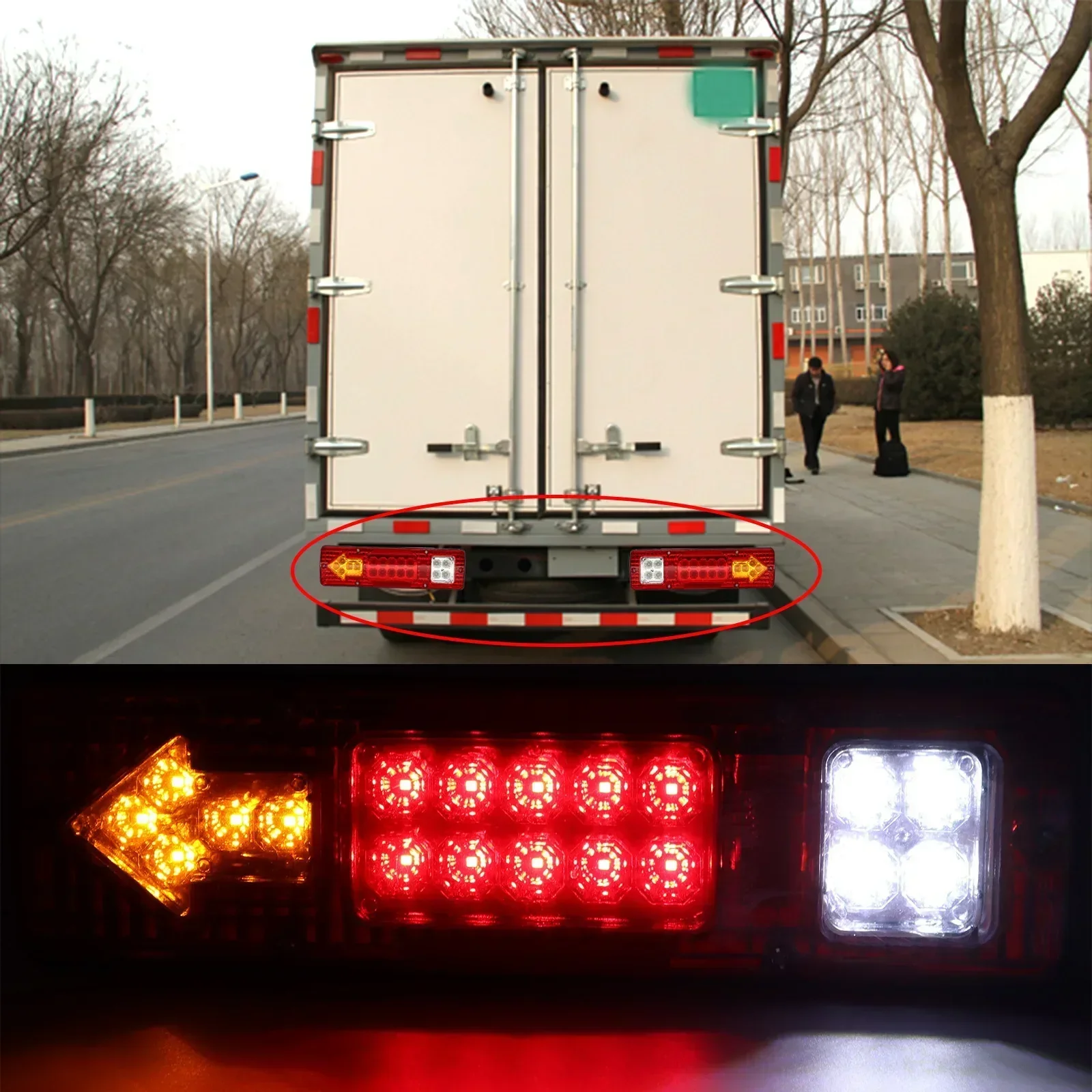 Trailer e caminhão traseiro Luz Traseira, Reverse Lâmpada, Stop Turn Signal, Caravanas lanternas traseiras, Van, 19LED