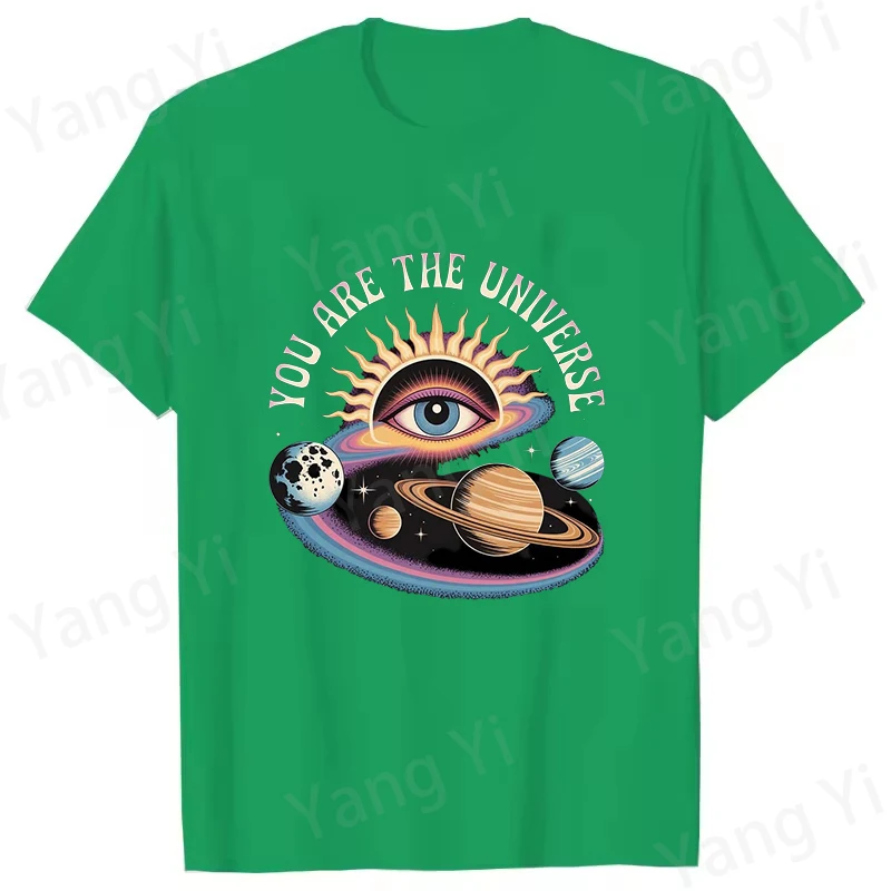Funny You Are the Universe Print T-shirt Summer Casual Graphic Y2K T Shirt Women Men American Hip-hop Universe Theme Shirts Tee