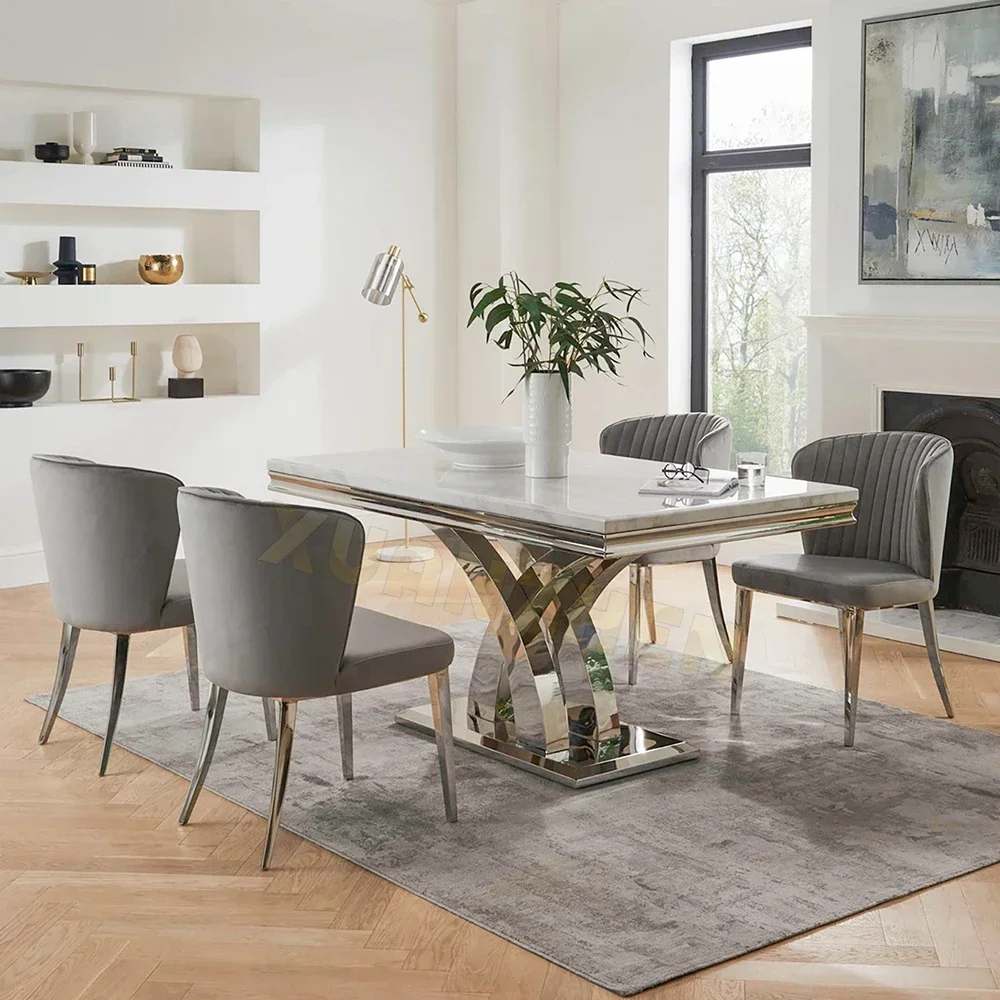 Living room furniture modern dining table set 6 seater marble dining table luxury dining tables