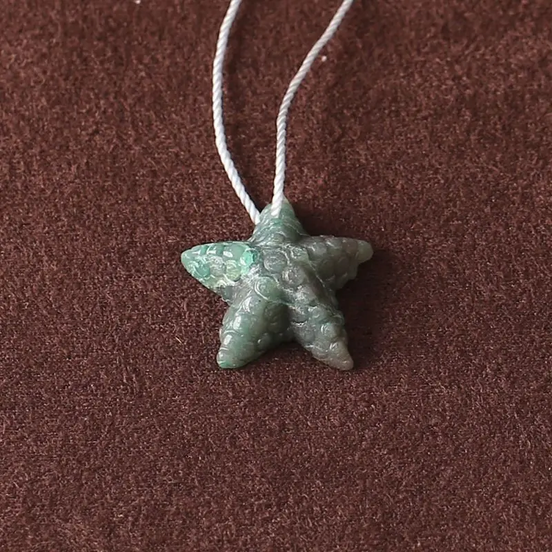 Chrysocolla Starfish Pendant: Single Green Natural Stone Charm with Unique Textures, Ideal for Handmade Jewelry 19x19x7mm-1.9g