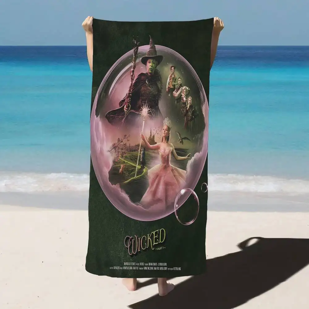 Fantasy Film W-Wicked Beach Towel Colorful Bath Towels for Girl Microfiber Quick Dry Custom Sand Free Beach Yoga Spa Gym Pool
