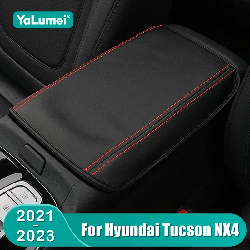 Für Hyundai Tucson NX4 2021 2022 2023 Hybrid N Line Auto Mittelkonsole Armlehnenbox-Abdeckung Armlehnen-Lederverkleidung Zubehör