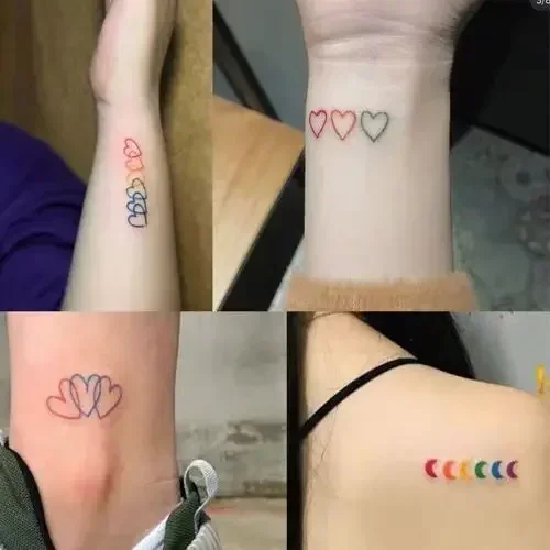 30pcs/set Korean Temporary Tattoos Stickers Colored Line Bear Dot Fake Tattoos for Girls Womens Finger Tatouage Femme Temporaire