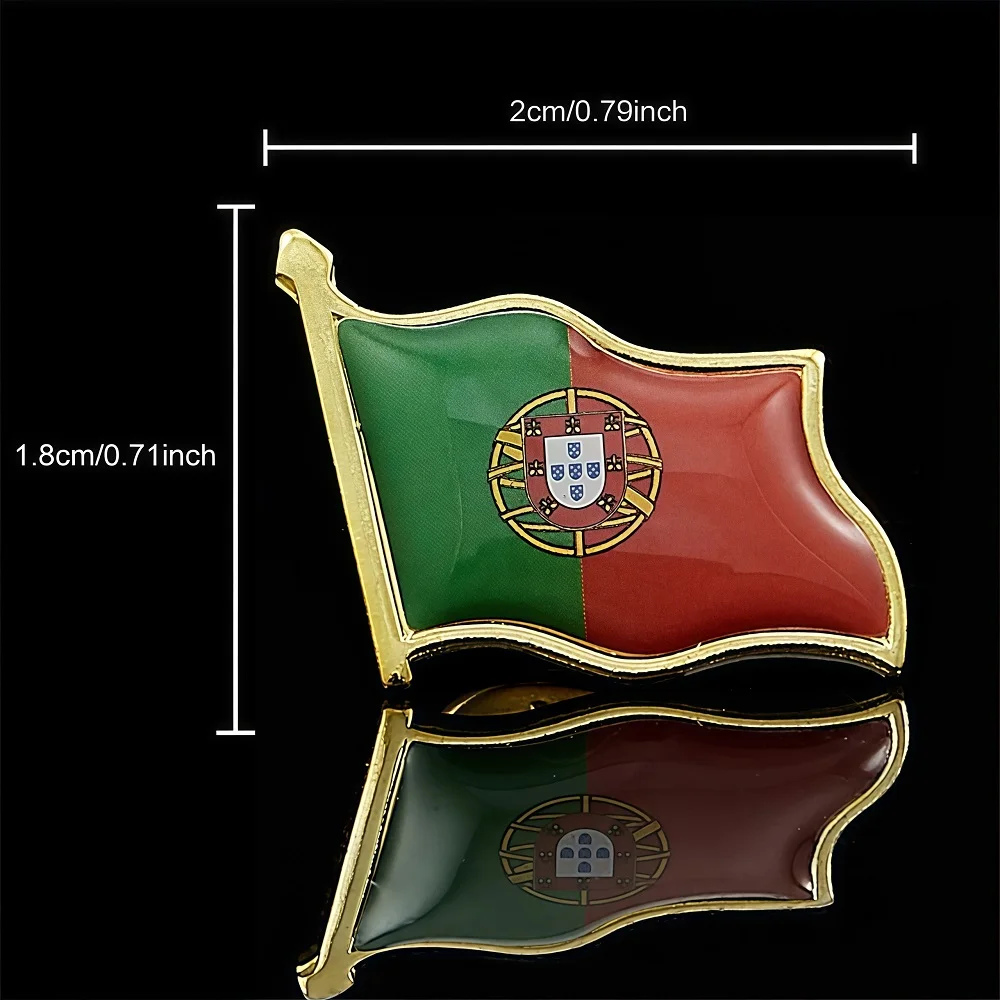 Portugal Flag Brooch Proud National Emblem Lapel Wearable Badge Safety Buckle Pin Collection