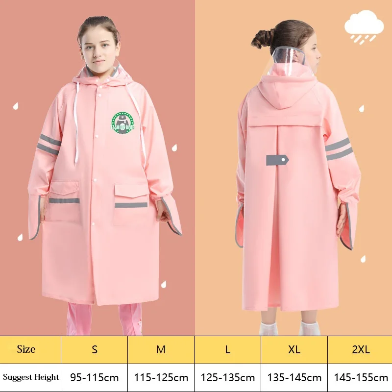 Children Kids Raincoat Boys Girls Thickening Rain Coat Poncho Jacket Outdoor Hiking Student Rainwear With Bag Space High Quality