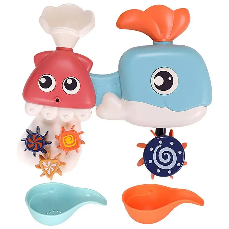 

Bath Squirt Toy Pool Bathroom Tub Toy With 2 Spoons Water Bath Toy Suction Spinner Toy Whale Squirt Toy Bathtub Bath Time Gift