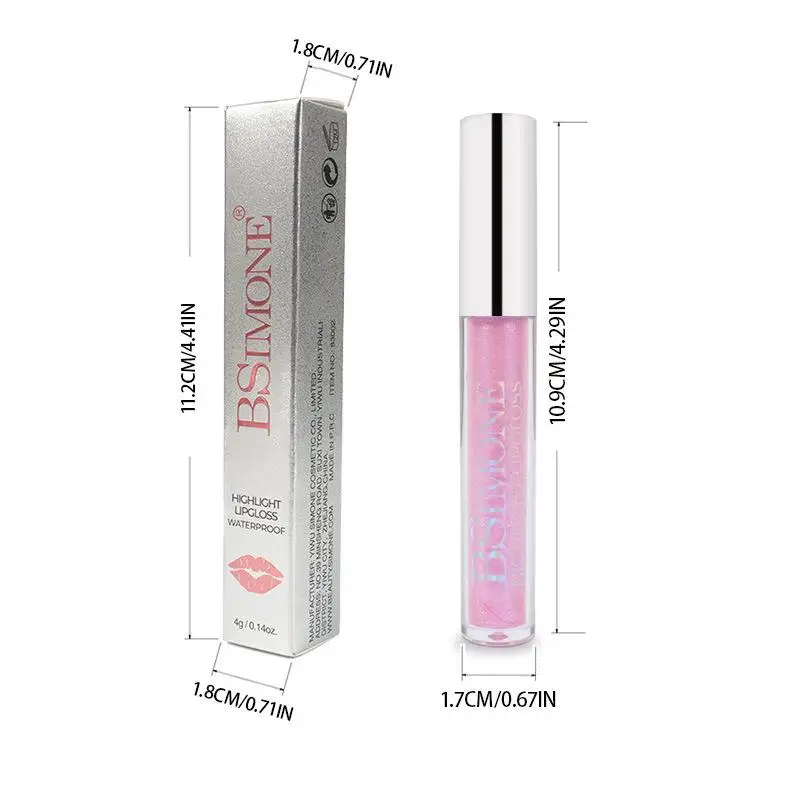 2026New BSIMONE 4g Moisturizing Diamon Shimmer Glitter Lip Gloss Makeup Sparkling Glitter Liquid Lipstick Pearl Lip Gloss Tint