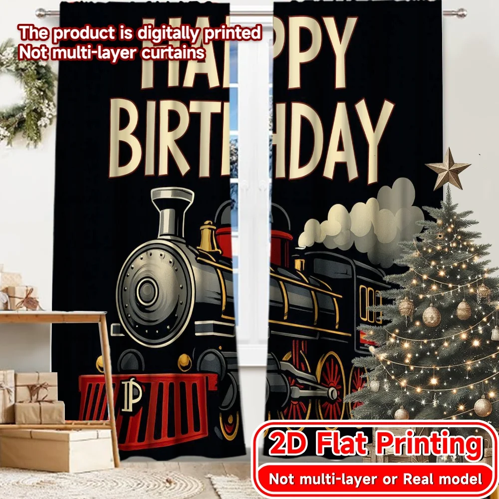 2D Flat Printing,2pcs Birthday Express Modern Contemporary Curtains Versatile Durable Polyester Curtains All Seasons Suitable