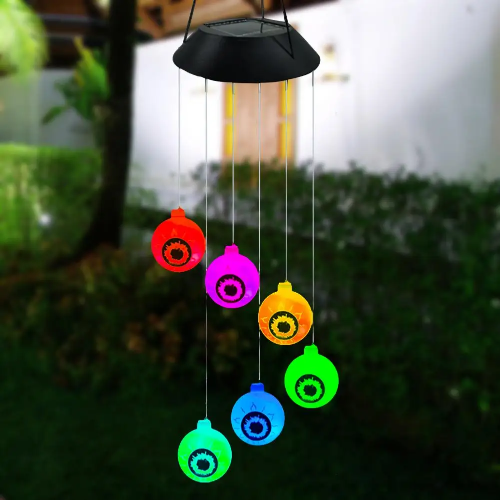 

Halloween Decoration Halloween Party Lamp Enchanting Solar-powered Eyeball Wind Chime Waterproof Led Haunted House Party