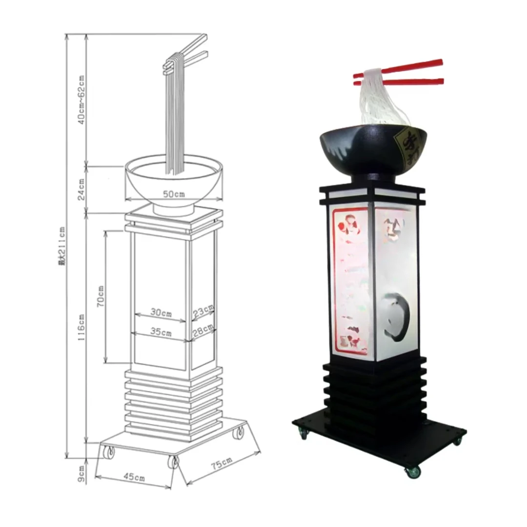 Advertising light box mobile display stand, suitable for soba noodles, udon noodles, and Japanese-made noodle shops