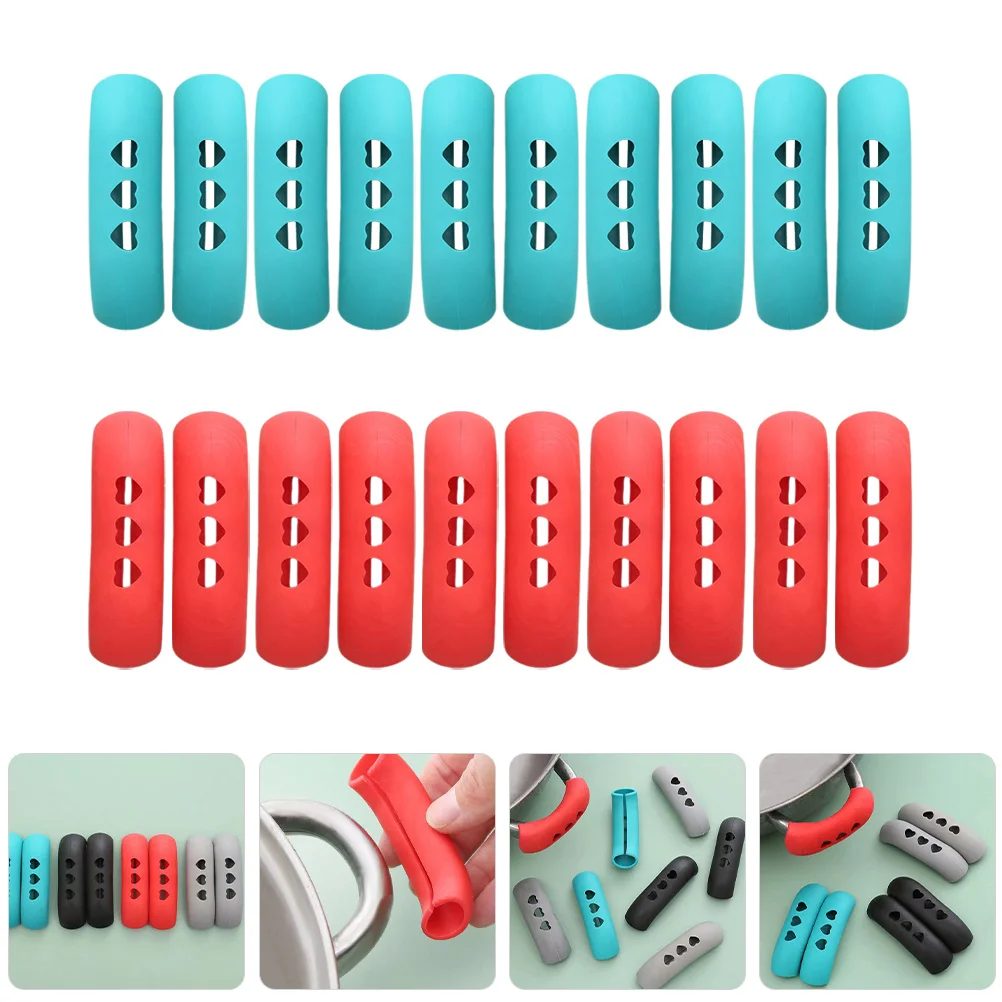 

20Pcs Pot Handle Covers Rubber Sleeves Anti Scald Heat Resistant Pan Frying Skillet Handle Protectors Kitchen Grip