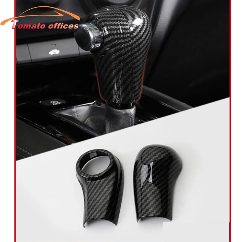 ABS Matte/Carbon fiber Internal Car Gear Shift Lever Knob Handle Cover Trim For Honda HRV HR-V Vezel 2014-2019 accessories 2pcs