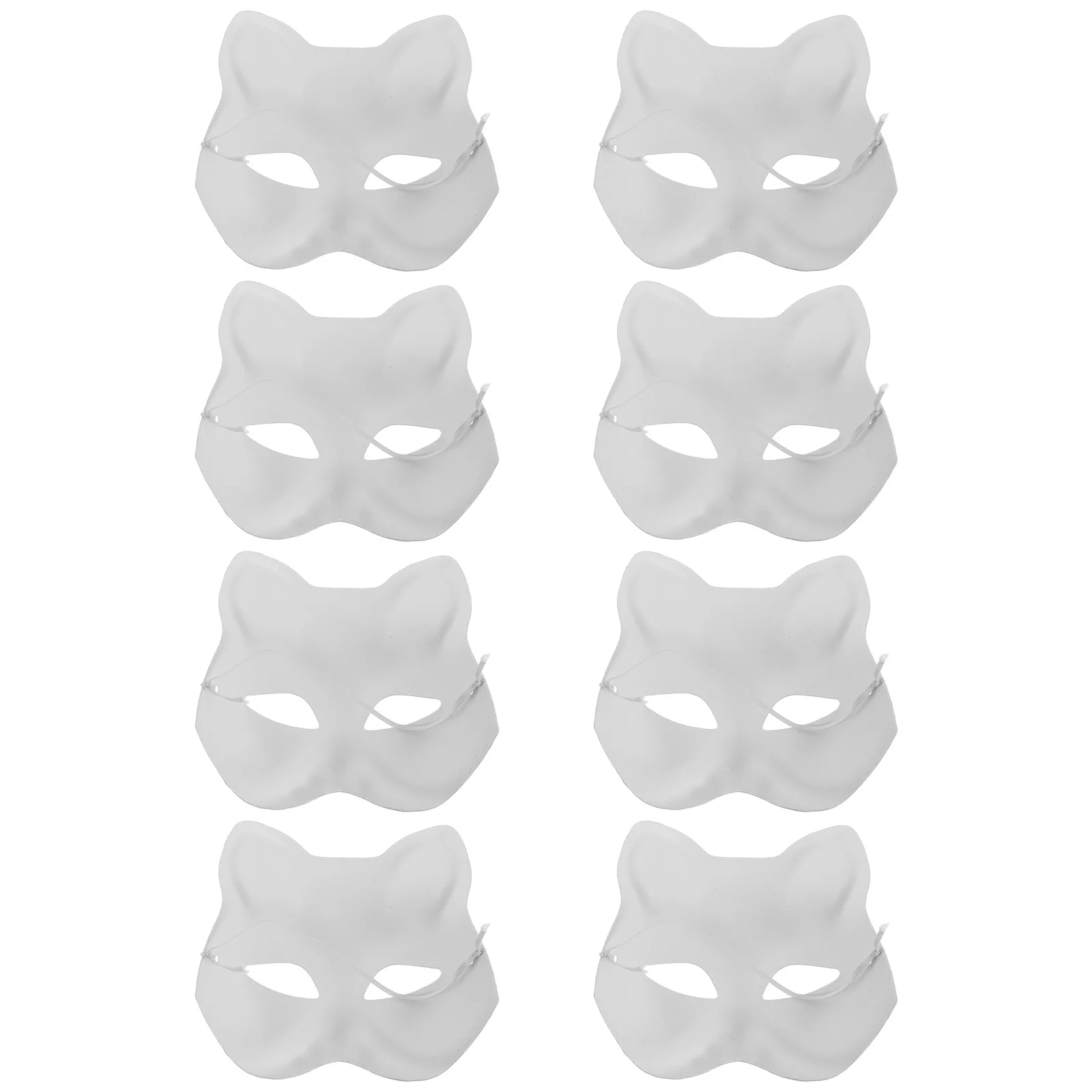 

8 Pcs Fox Pulp Mask Masquerade Masks White Halloween Inflatables for Children Blank Paper Costumes DIY Decorations