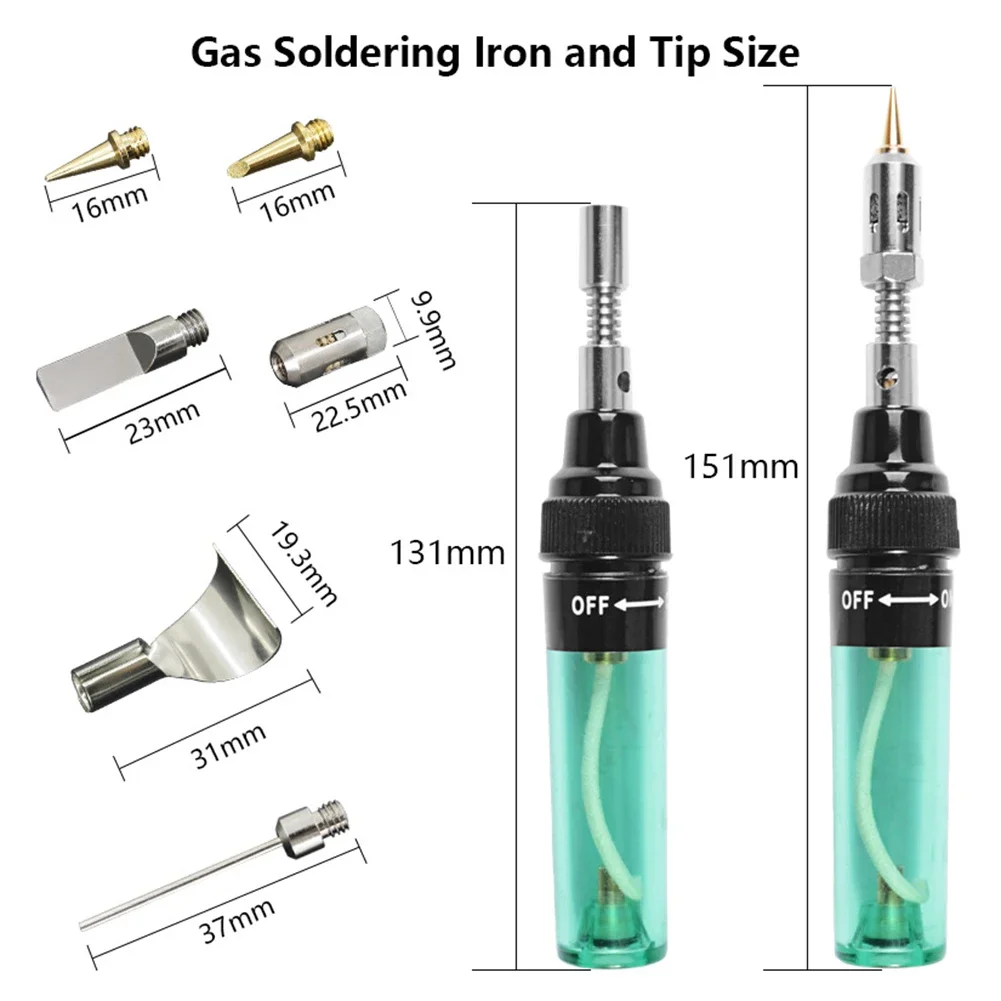 4 In 1 Portable Soldering Iron Kit Welding Pen Burner Blow Torch Adjustable Flame Gas Soldering Iron Cordless Butane Tip Tool