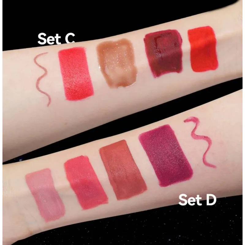 MLSMILEメイクアップセット ホリデーギフトボックス 5個セット グロス 防水 保湿 長持ち リキッドリップスティック リップライナー 新商品