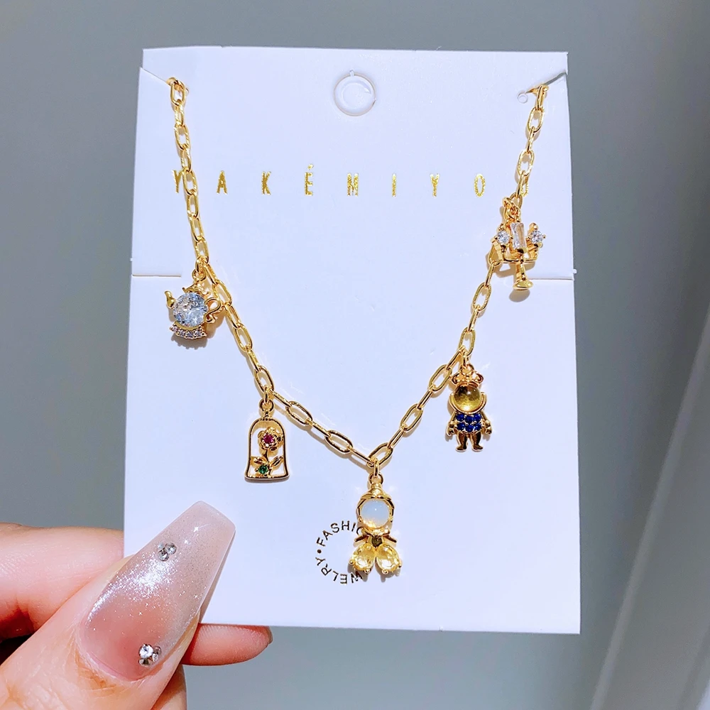 Trendy Design INS Style Fairy Tale Charms Women Necklace Chain Gold Color Cubic Zircon Pendant Jewelry