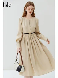 FSLE French Elegant Temperament Dress Women's Autumn 2023 New Long Sleeve Vintage Dress For Women Black Pink Women Dress