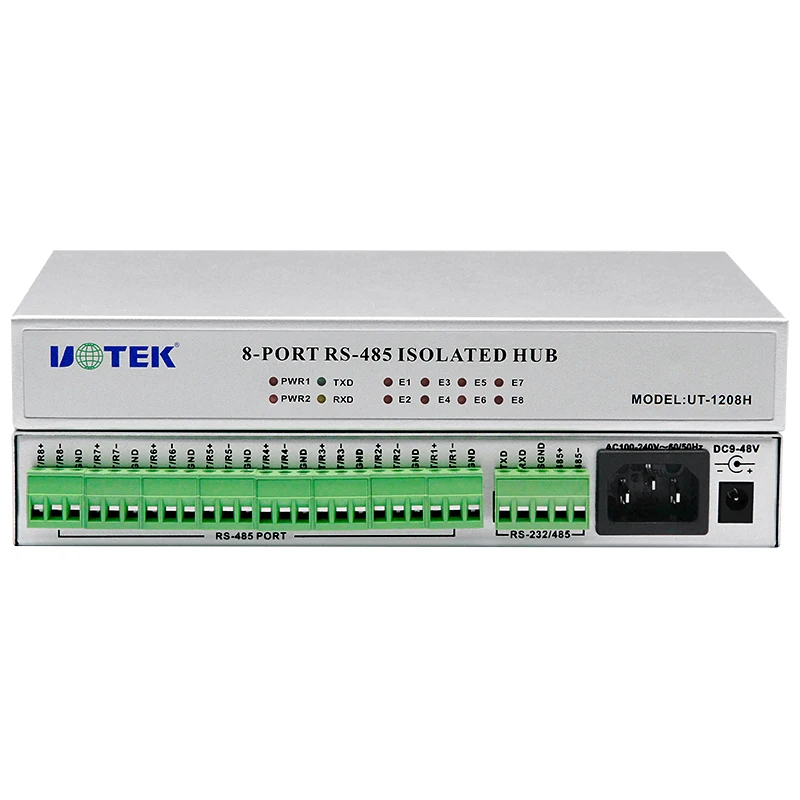 Industrial RS-232 RS-485 to 8 Ports RS485 Hub with Optoelectronic Isolation UOTEK Factory Price UT-1208H