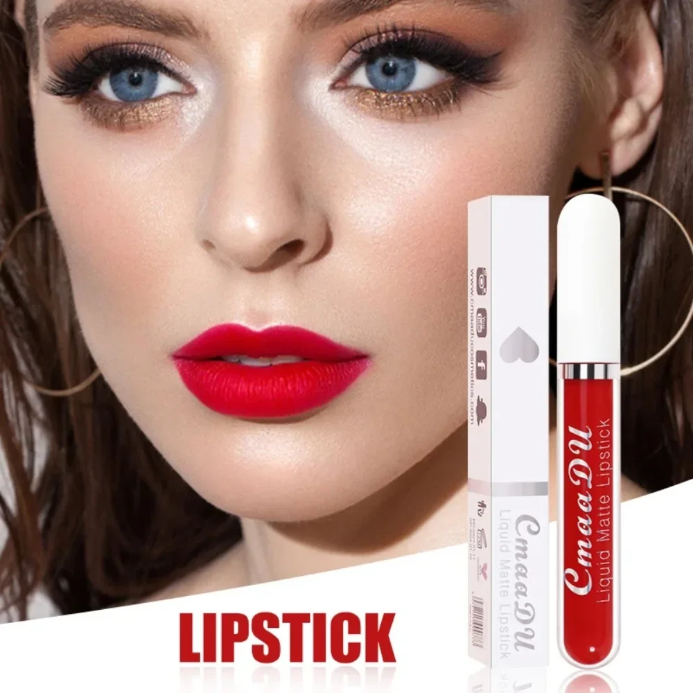 Sexy Velvet Matte Lip Gloss Liquid Lipstick Red Nonstick Cup Waterproof Lip Gloss  Long Lasting Lip Makeup Women Beauty 18 Color