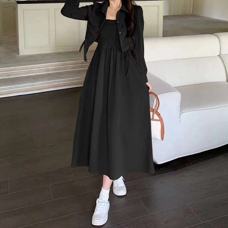 

Fashion western-style dress female 2024 new plus-size pleated short coat with suspenders two-piece suit