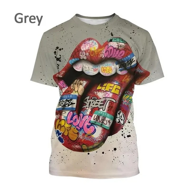 New Hip-hop Graffiti 3D Printing T-shirt Hip-hop Rap Music Round Neck Short-sleeved Street Painting Fashion Men\'s Women\'s Tops