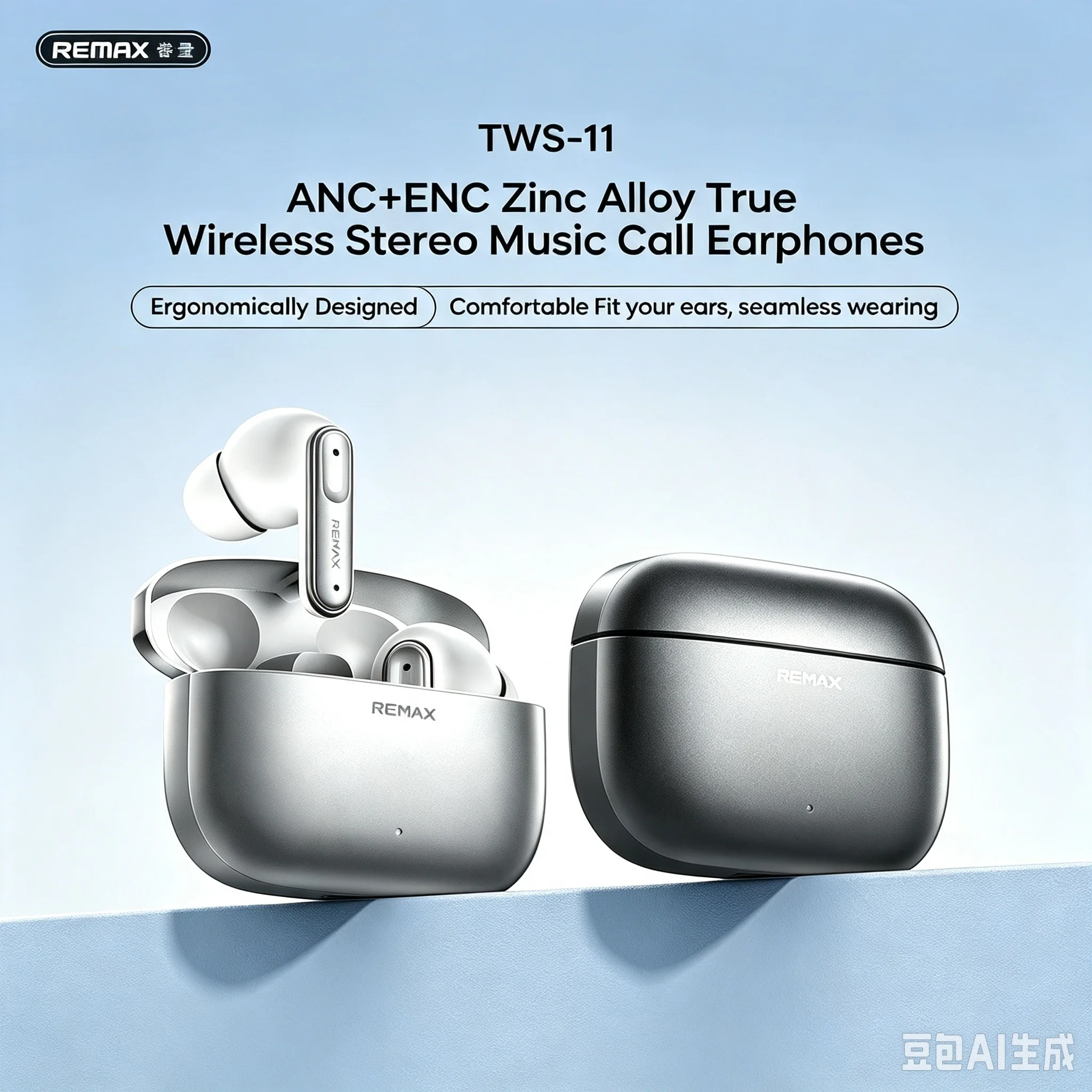 REMAX ANC+ENC noise cancelling Bluetooth 6.0 stereo music calling wireless earphones TWS-11