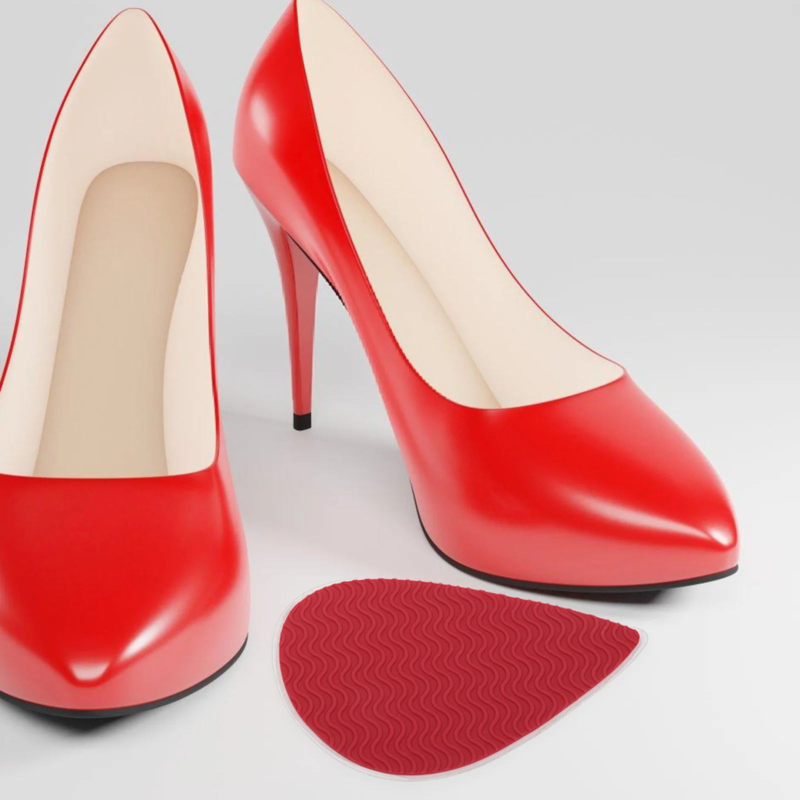

2pcs 2 Pairs Red Silicone Anti Slip Shoe Pads High Heel Protectors Self Adhesive Non Skid Sole Protectors Shock Absorbing Noise