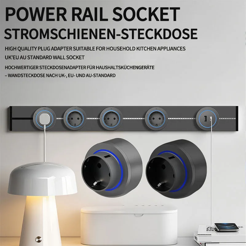

EU Wall power rail socket, kitchen aluminum expansion socket 40cm 50cm, built-in socket on countertop