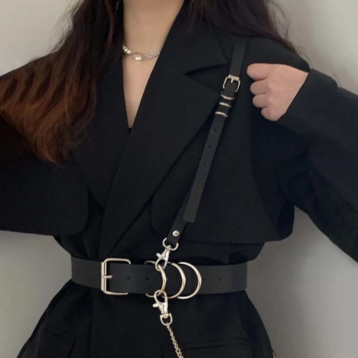 Corsetti moda donna Cintura larga Corsetto sottoseno in pelle gotica Crop Tinta unita Gilet regolabile Cintura in vita Accessori di abbigliamento