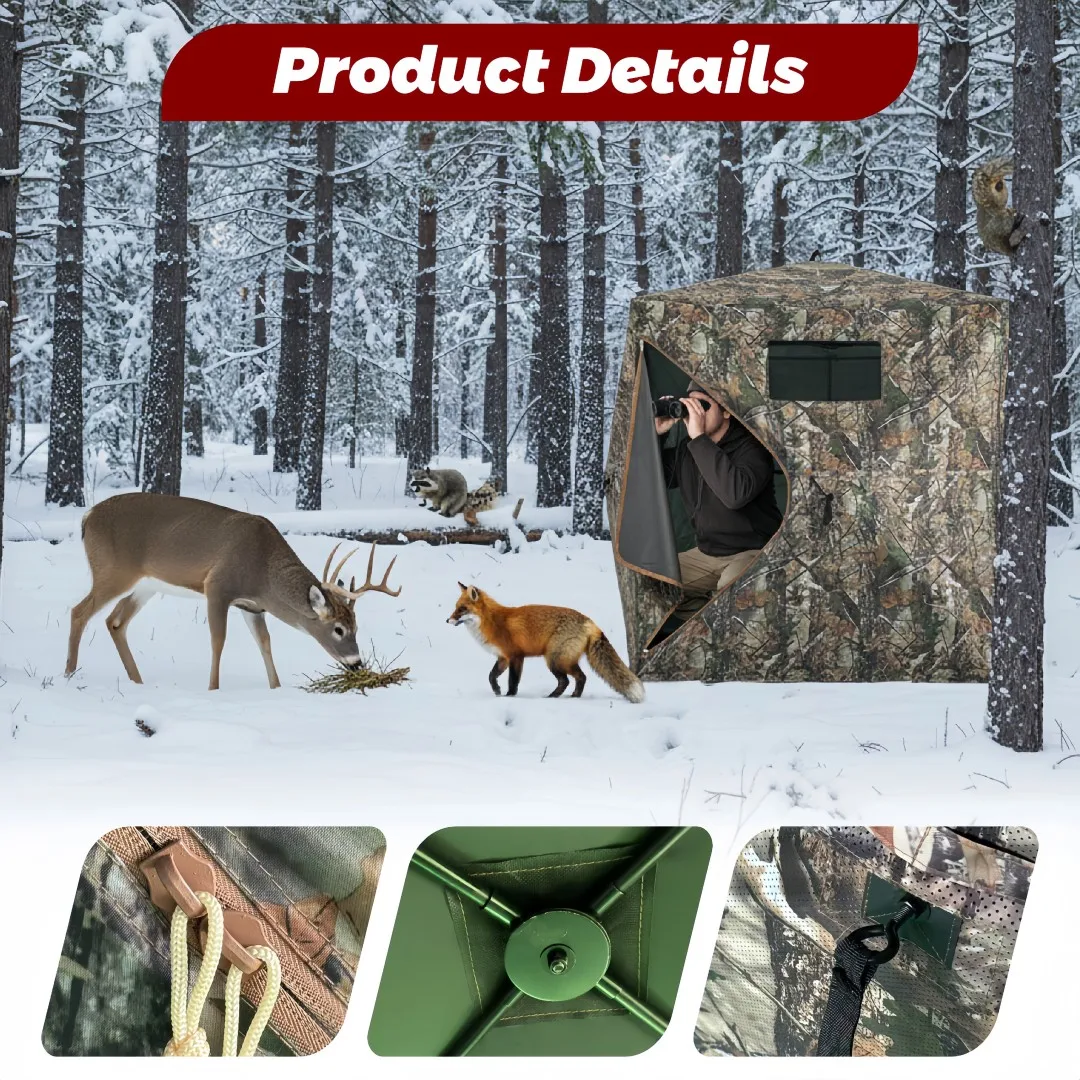 

Camouflage Pop-Up Hunting Blind Easy Setup Ground Shelter Outdoor Camo Blind with Storage for Deer Turkey Duck Archery Season