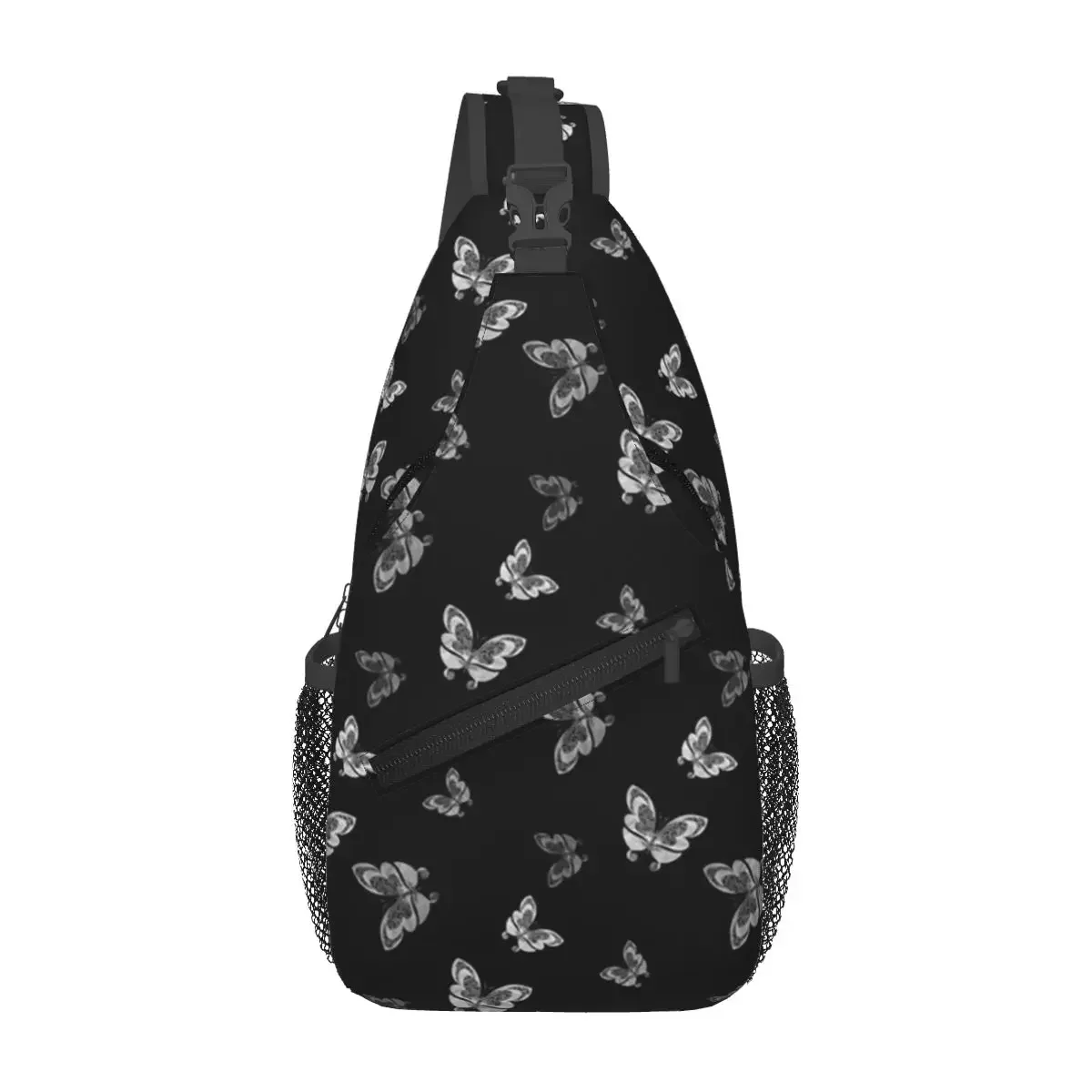 الفراشات نمط (أبيض) حقيبة الصدر الرجال حبال Crossbody على ظهره حقيبة الصدر السفر المشي لمسافات طويلة Daypack حقيبة الكتف