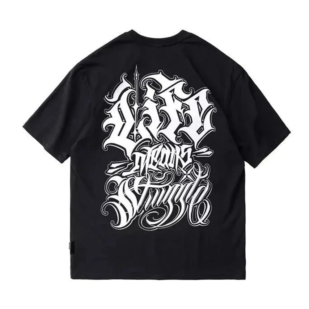 West Coast T-shirt Dwugłowy Jaskółka Los Angeles Street Rock Luźny Hip-hop Okrągły dekolt Casualowa odzież męska z krótkim rękawem