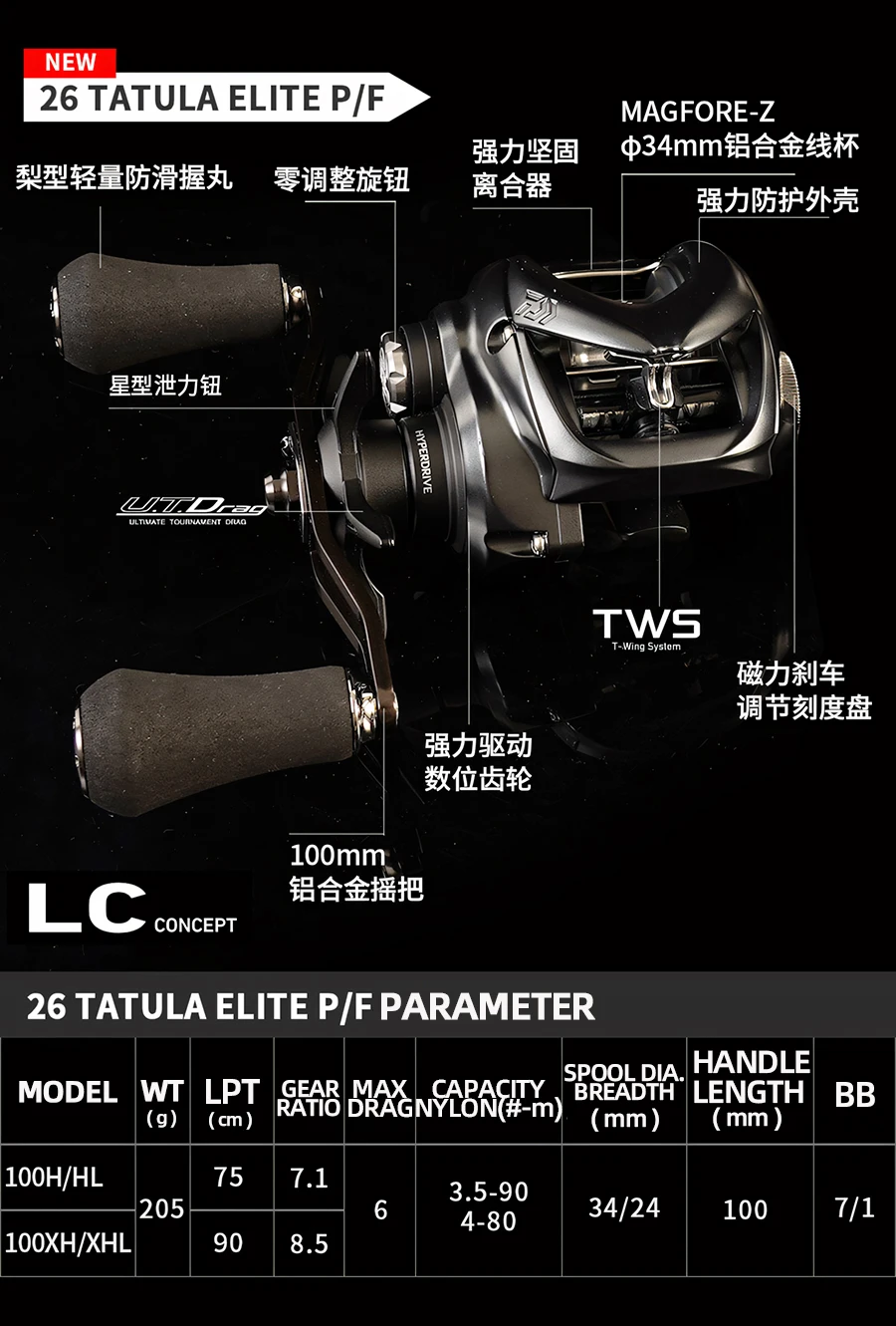2026 DAIWA TATULA ELITE-ELITE P/F Baitcast-Angelrolle 7+1BB Maximale Bremskraft 6Kg Übersetzungsverhältnis 8,1:1 Salzwasserrollen – Detail 3