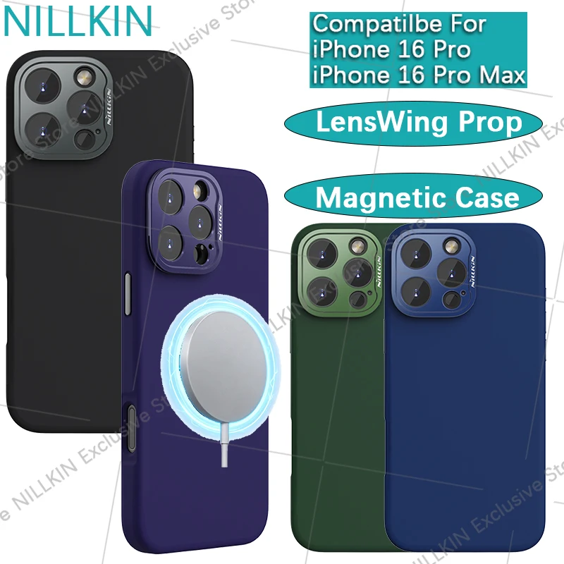 Чехол Nillkin для iPhone 16 Pro Max с магнитной защитой объектива, защитный чехол с TPU-рамкой и магнитным креплением для объектива.